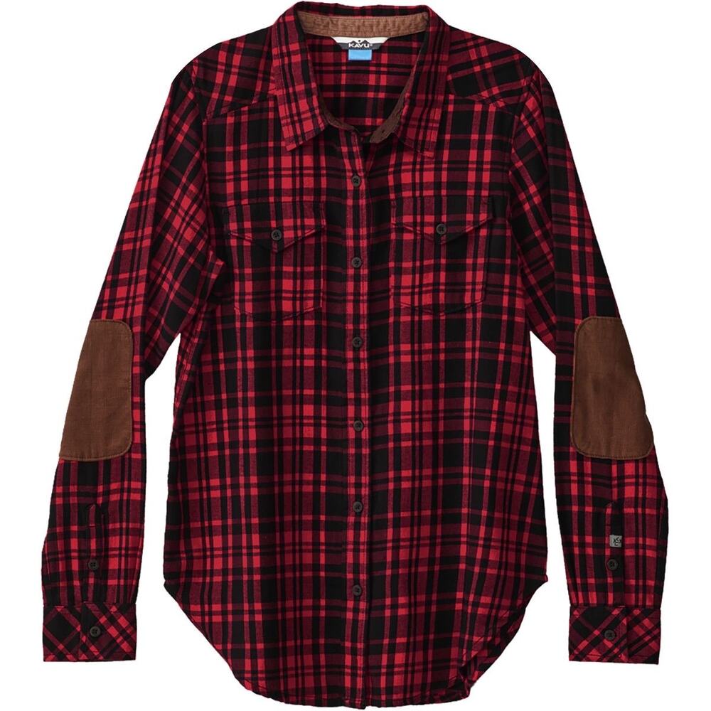 KAVU Red Billie Jean Flannel Outdoors Women’s Button Down Plaid Shirt Medium
